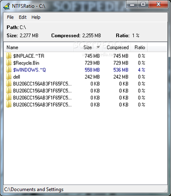 NTFSRatio screenshot