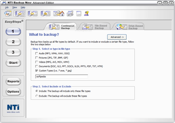 NTI Backup Now Advanced Edition screenshot