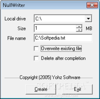 NullWriter screenshot