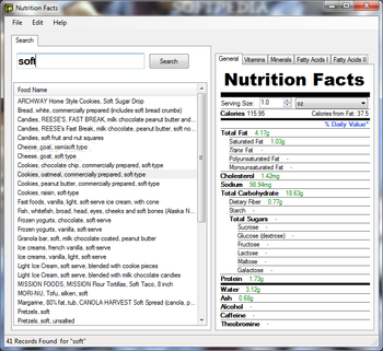 Nutrition Facts screenshot