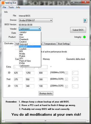 NVIDIA BIOS Editor (NiBiTor) screenshot 2