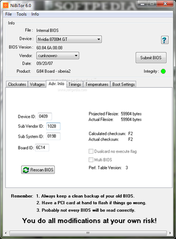 NVIDIA BIOS Editor (NiBiTor) screenshot 6