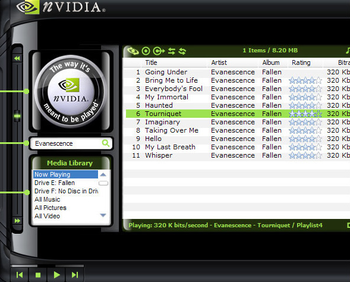 NVIDIA Windows Media Player 10 Media Module Skin screenshot 2