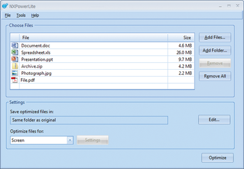 NXPowerLite Desktop Edition screenshot