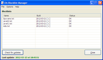 OA Blocklist Manager screenshot