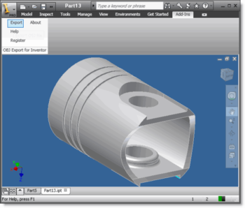 OBJ Export for Inventor screenshot