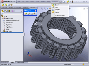 OBJ Import for SolidWorks screenshot