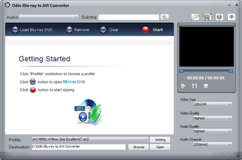 Odin Blu Ray to AVI Converter screenshot
