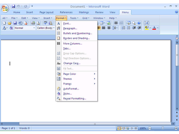 Office 2007 Ribbon to Classic Toolbar and Menu of Microsoft Office 2003 screenshot