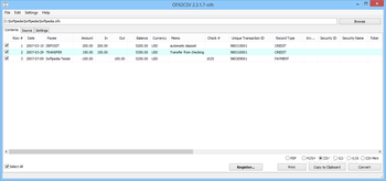 OFX2CSV screenshot