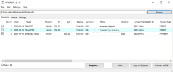 OFX2PDF screenshot