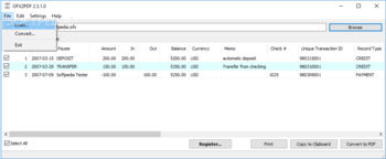 OFX2PDF screenshot 4