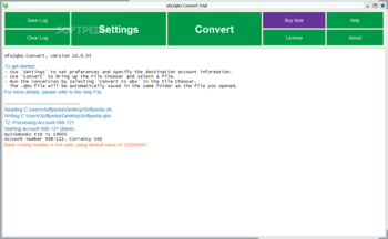 ofx2qbo Convert screenshot