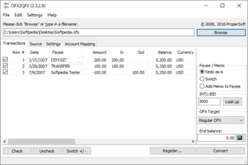 OFX2QFX screenshot