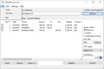 OFX2QFX screenshot 2