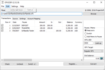 OFX2QFX screenshot 3