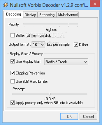 OggVorbis decoder plugin for Winamp screenshot