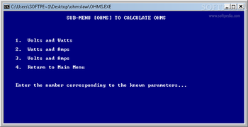 Ohm's Law Calcualtions screenshot