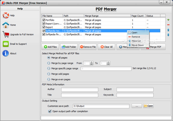 Okdo PDF Merger screenshot