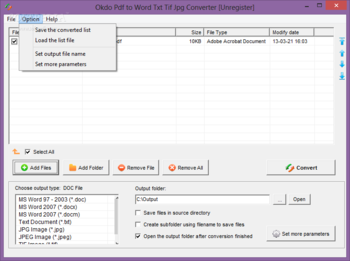 Okdo Pdf to Word Txt Tif Jpg Converter screenshot 2
