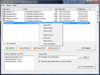 Okdo Word Rtf to Excel Converter screenshot