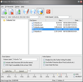 Okoker HD-DVD Burner screenshot