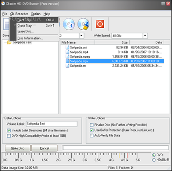 Okoker HD-DVD Burner screenshot 2