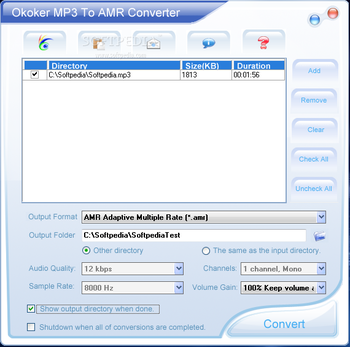 Okoker Mp3 to Amr Mobile Ringtone Converter Pack screenshot