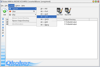 Okoker WMV to AVI DVD VCD MPEG Converter&Burner screenshot 2