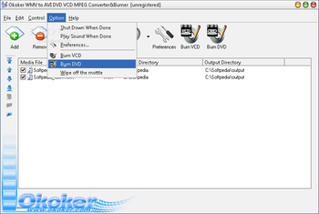 Okoker WMV to AVI DVD VCD MPEG Converter&Burner screenshot 3