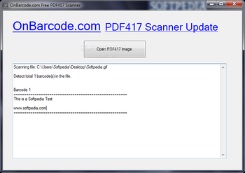 OnBarcode.com Free PDF417 Scanner screenshot