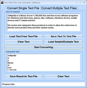 One Word Per Line Converter Software screenshot