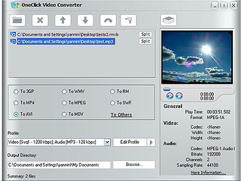OneClick Video Converter screenshot