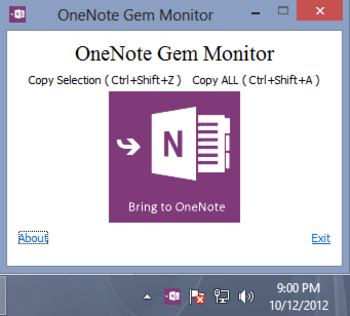 OneNote Gem Monitor screenshot