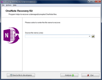 OneNote Recovery Kit screenshot