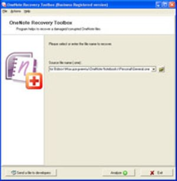 OneNote Recovery Toolbox screenshot