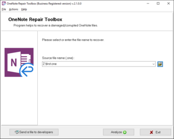 OneNote Repair Toolbox screenshot