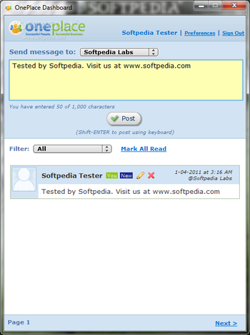 OnePlace Dashboard screenshot