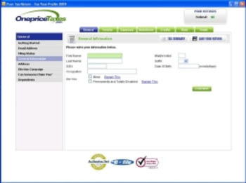 OnePriceTaxes Tax Software (Mac Version) screenshot