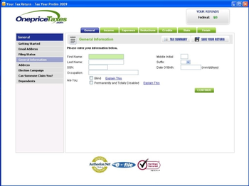 OnePriceTaxes Tax Software screenshot