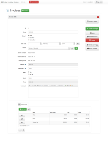 Online Invoicing System screenshot