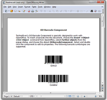 OO Barcode Component screenshot