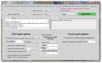 Opal-Convert CSV to Excel to CSV screenshot