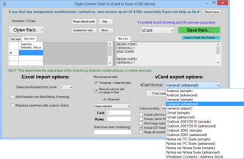 Opal-Convert Excel to vCard to Excel screenshot 2