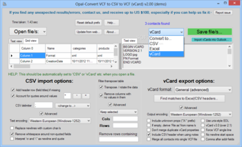 Opal-Convert VCF to CSV to VCF (vCard) screenshot