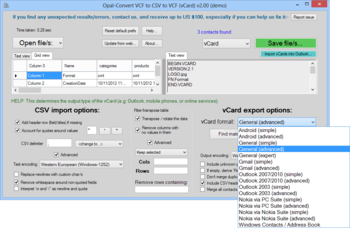 Opal-Convert VCF to CSV to VCF (vCard) screenshot 2