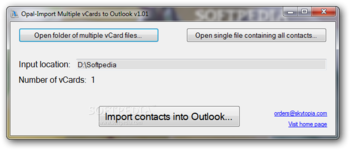 Opal-Import Multiple vCards to Outlook screenshot