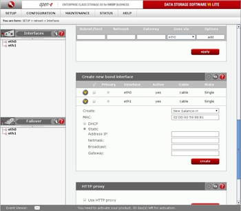 Open-E Data Storage Software Lite screenshot