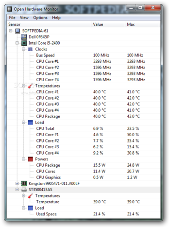 Open Hardware Monitor screenshot