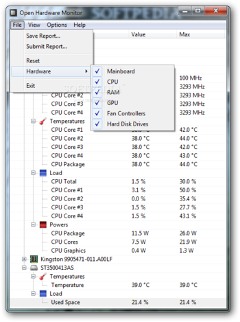 Open Hardware Monitor screenshot 2
